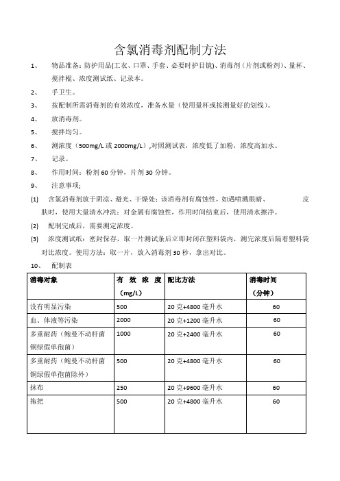 含氯消毒剂配制方法