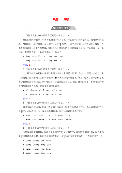 2017-2018学年高中语文一轮复习 专题一 字音学业水平过关