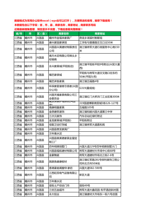 2020新版江西省赣州市兴国县家具有限公司工商企业公司商家名录名单黄页联系电话号码地址大全121家