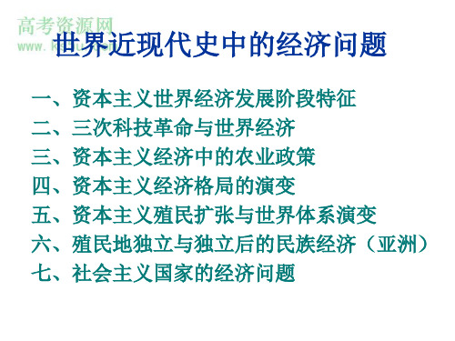 高考历史第二轮复习课件：世界近现代史中的经济问题