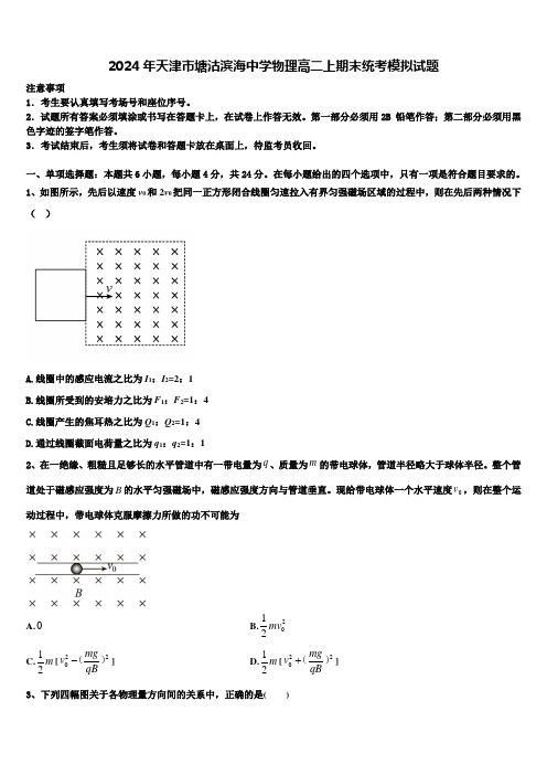 2024年天津市塘沽滨海中学物理高二上期末统考模拟试题含解析