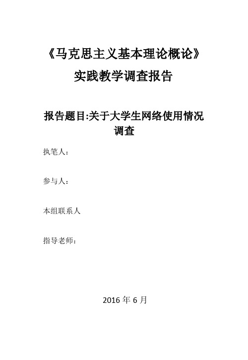 马克思主义基本理论概论 (大学生上网情况调查)