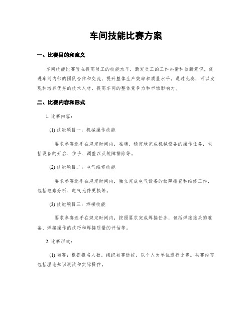 车间技能比赛方案