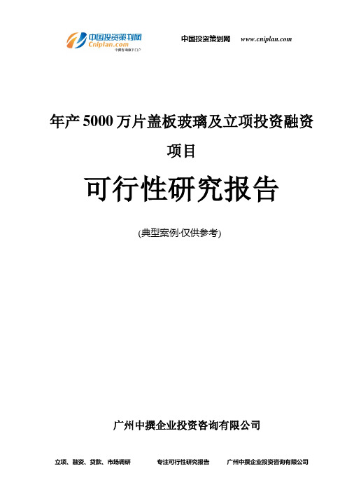 年产5000万片盖板玻璃及融资投资立项项目可行性研究报告(非常详细)