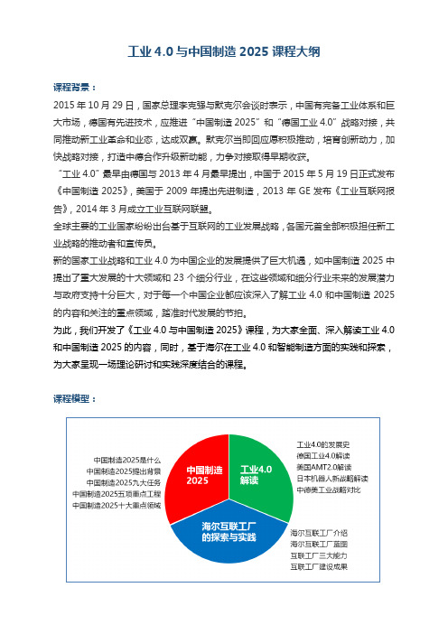 工业4.0与中国制造2025课程大纲