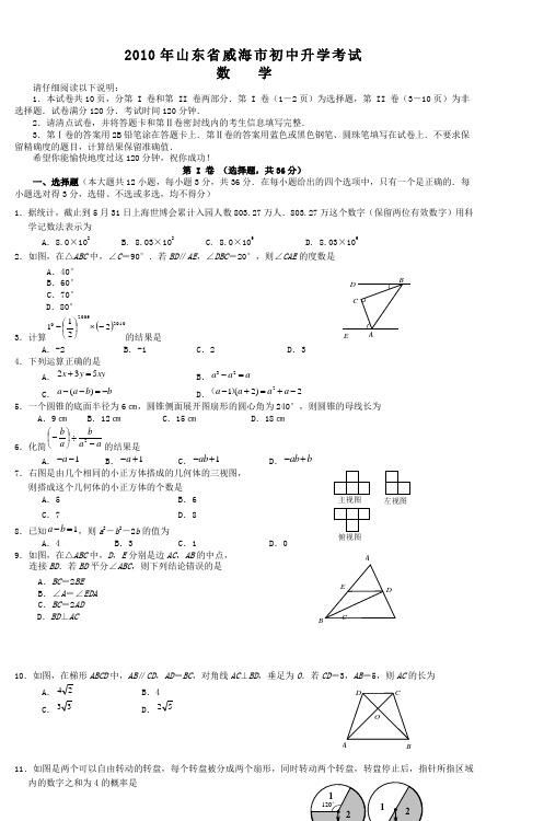 2010年广东省广州市中考数学试卷(含答案)