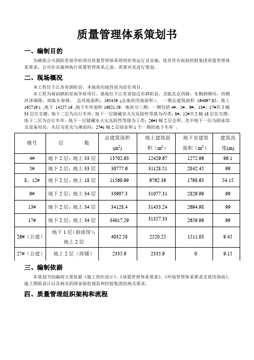 质量管理体系策划书