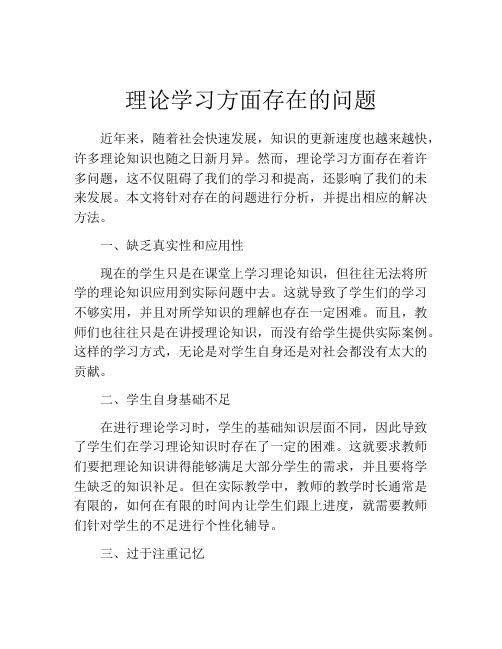 理论学习方面存在的问题