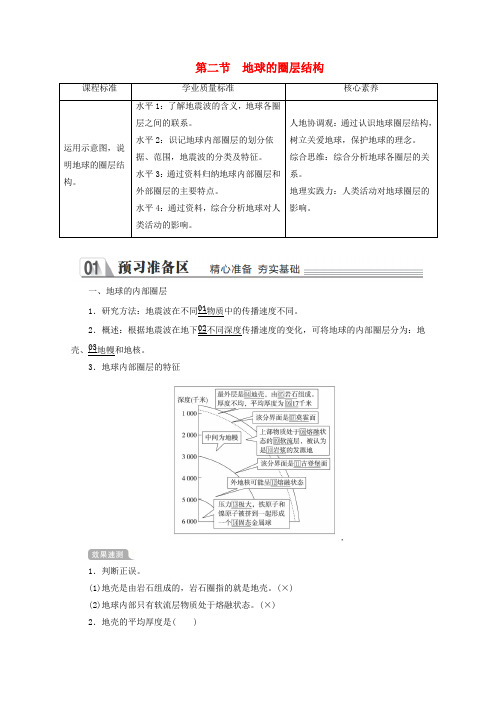 2020高中地理第一章宇宙中的地球第二节地球的圈层结构教学案中图版