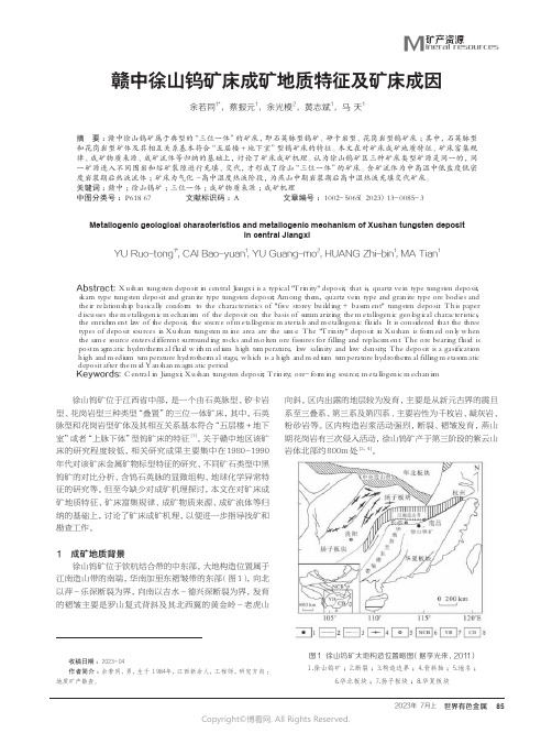 赣中徐山钨矿床成矿地质特征及矿床成因