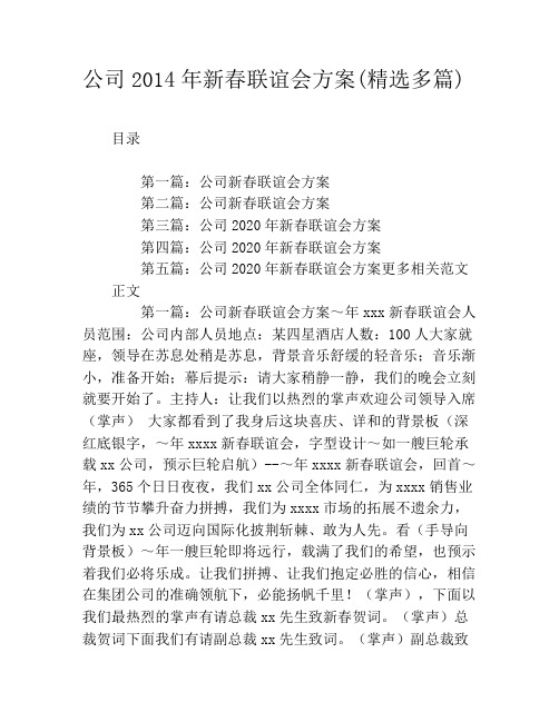 公司2020年新春联谊会方案(精选多篇)