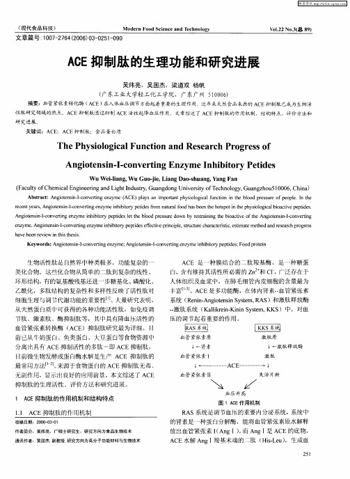 ACE抑制肽的生理功能和研究进展