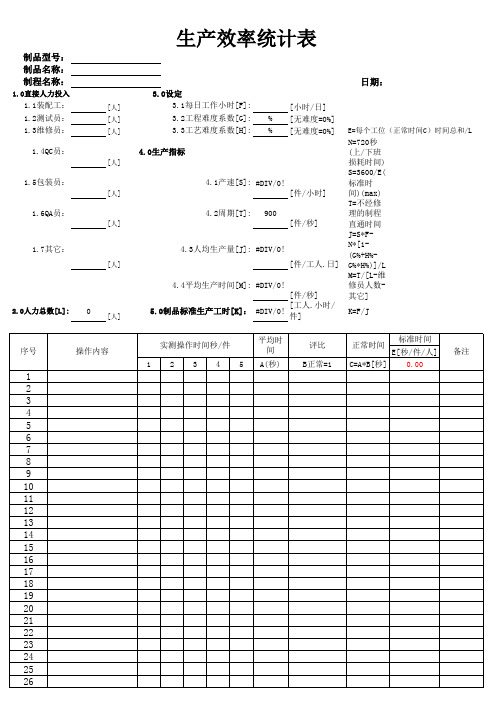 生产效率统计表-带公式-直接使用