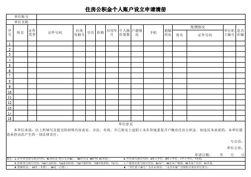 5-1住房公积金个人账户设立申请清册