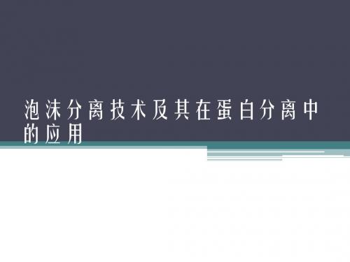 泡沫分离技术及其在蛋白分离中的应用