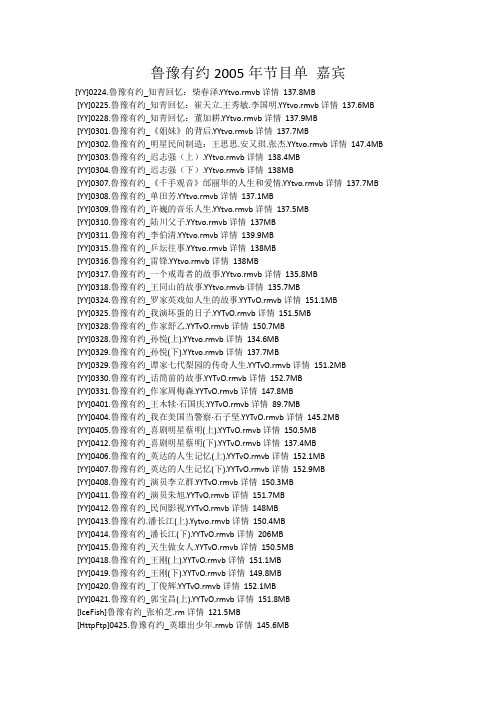 鲁豫有约2005-2006年节目单 嘉宾