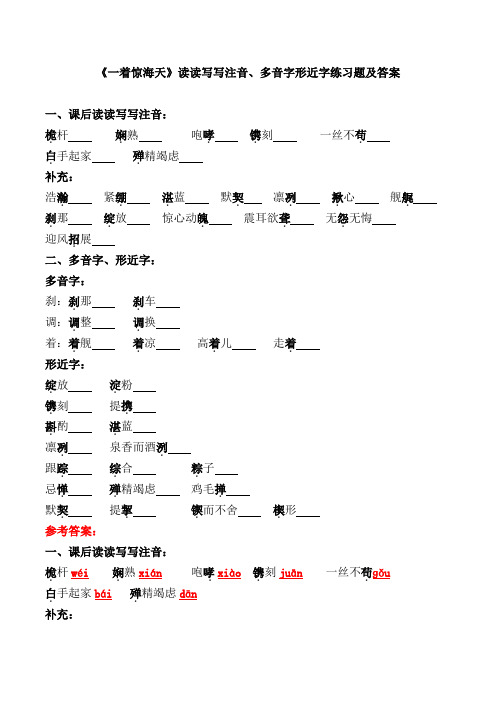 《一着惊海天》读读写写注音、多音字形近字练习题及答案【部编版】