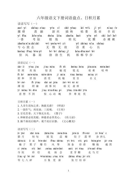 六年级语文下册词语盘点