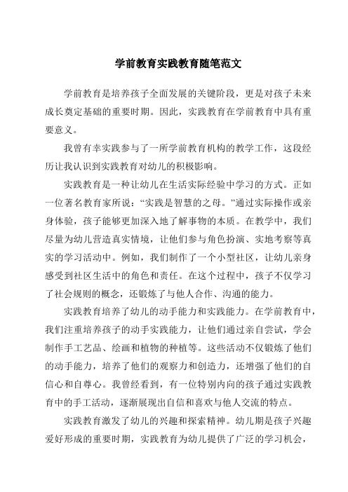 学前教育实践教育随笔范文