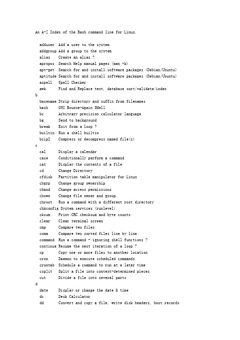 Linux 命令大全(英文版)Index of the Bash command line for Linux