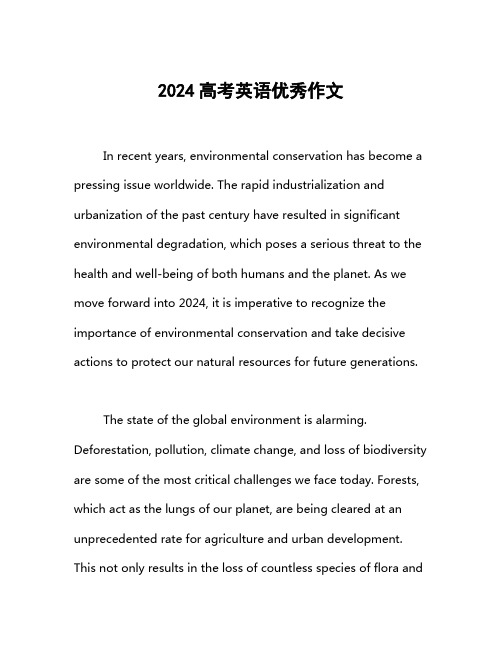 2024高考英语优秀作文