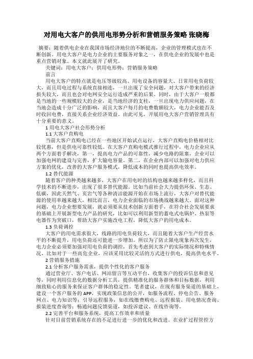 对用电大客户的供用电形势分析和营销服务策略 张晓梅
