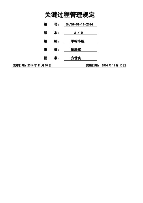 关键过程管理规定