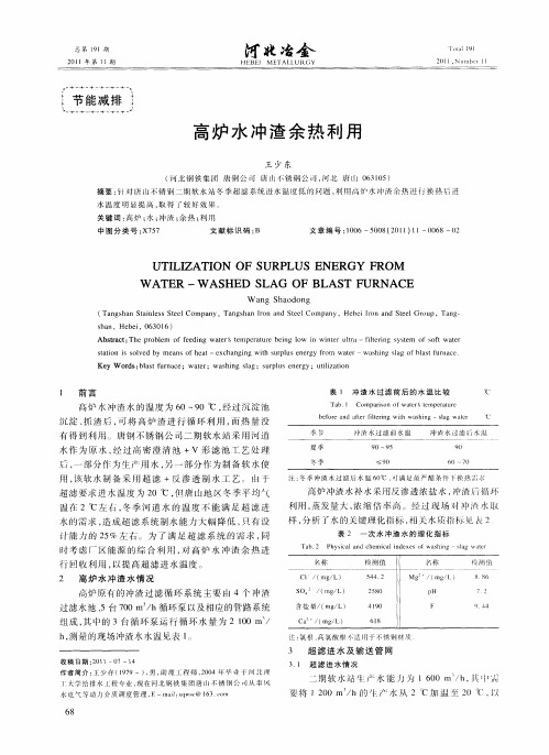 高炉水冲渣余热利用