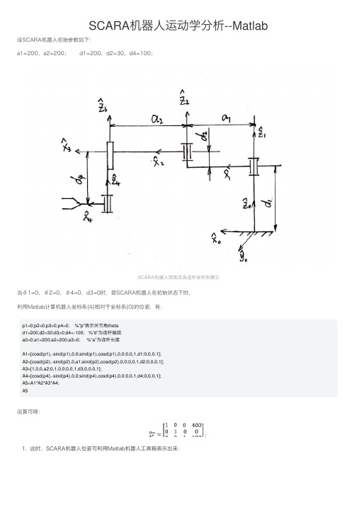 SCARA机器人运动学分析--Matlab