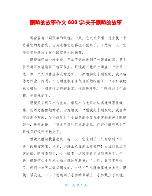 眼睛的故事作文600字-关于眼睛的故事