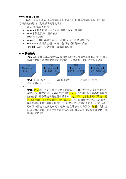 5W2H需求分析法+FABE销售法则