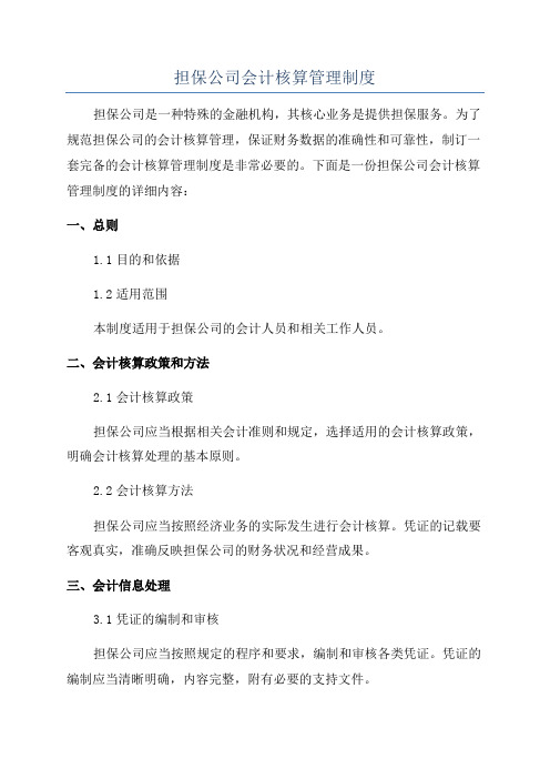 担保公司会计核算管理制度