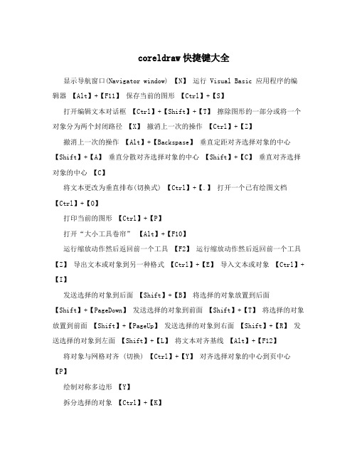 coreldraw快捷键大全