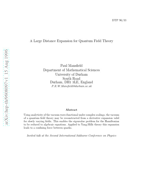 A Large Distance Expansion for Quantum Field Theory