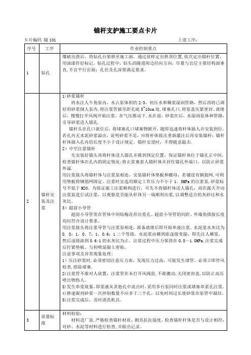 隧道施工要点卡片