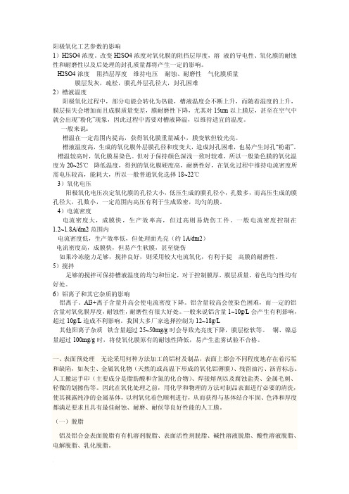 阳极氧化工艺参数的影响