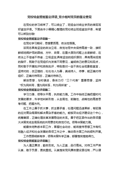 党校结业班组鉴定评语_党小组对党员的鉴定意见