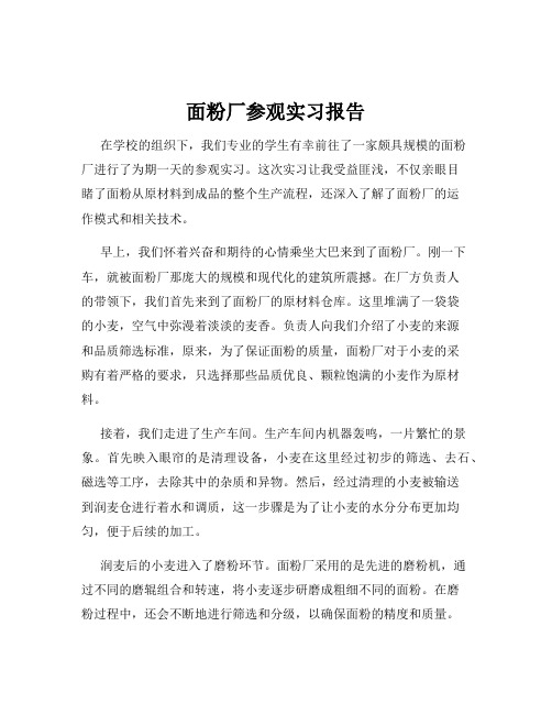 面粉厂参观实习报告