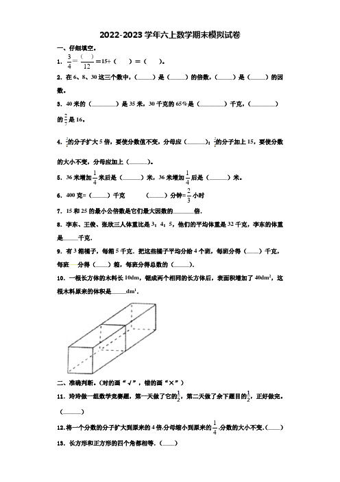 2023届北京市清华附小六年级数学第一学期期末调研模拟试题含解析