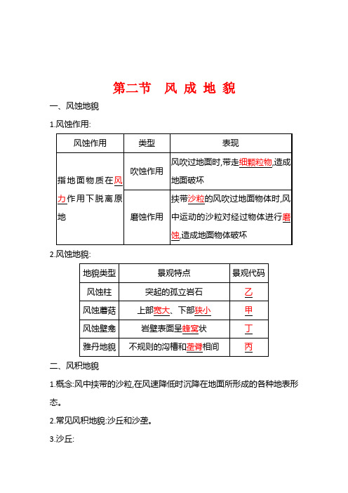 高中地理学案第二章第二节风成地貌