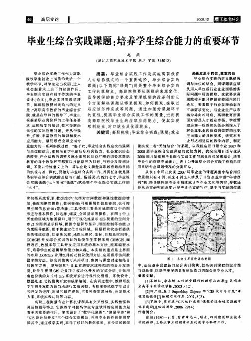 毕业生综合实践课题：培养学生综合能力的重要环节