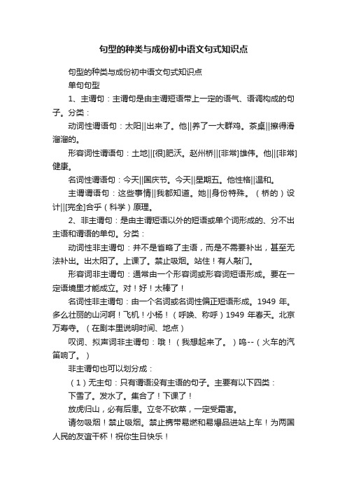 句型的种类与成份初中语文句式知识点