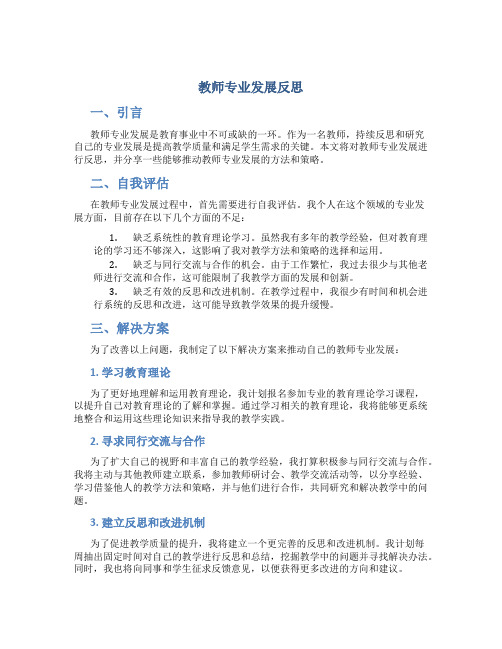 教师专业发展反思