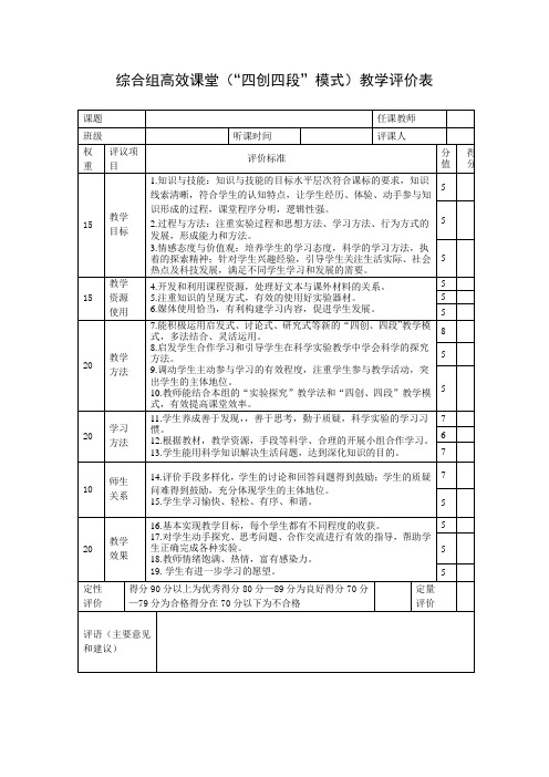 综合评分表