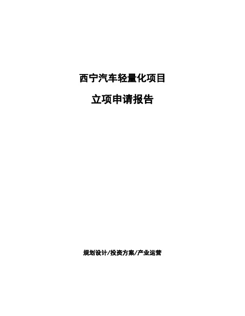 西宁汽车轻量化项目立项申请报告