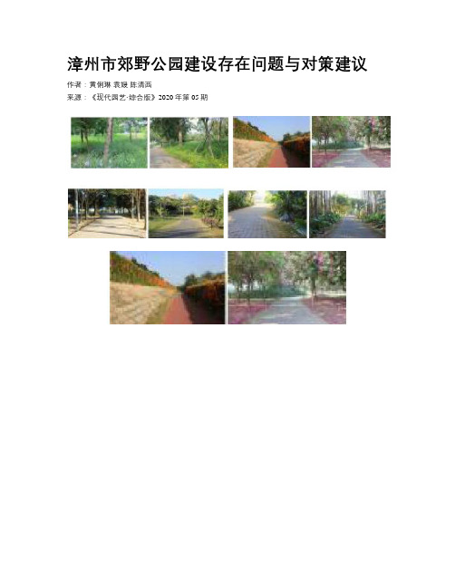 漳州市郊野公园建设存在问题与对策建议