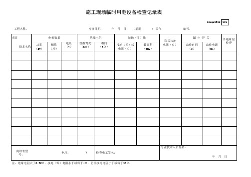 施工现场临时用电设备检查记录表(完整通用)