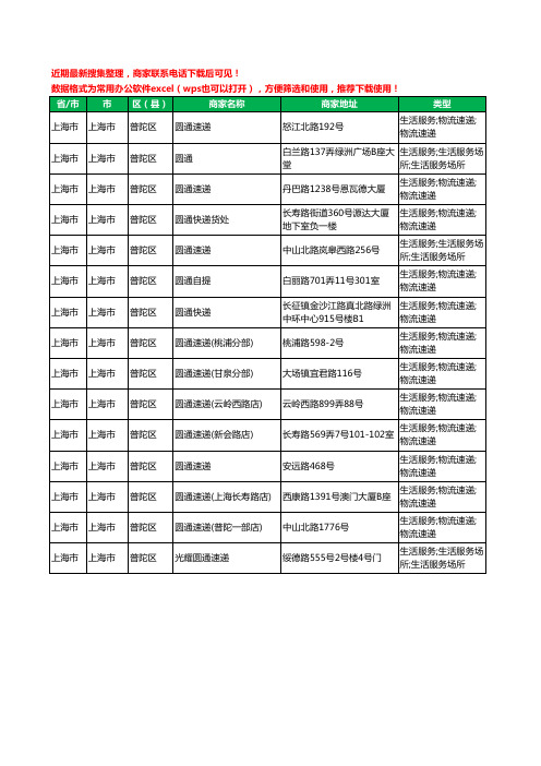 2020新版上海市上海市普陀区圆通快递工商企业公司商家名录名单黄页联系方式电话大全15家