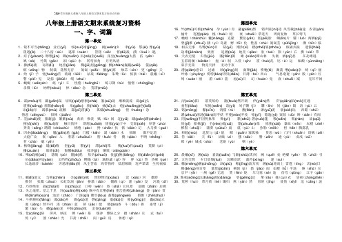 2019学年度新人教版八年级上册语文期末复习知识点归纳