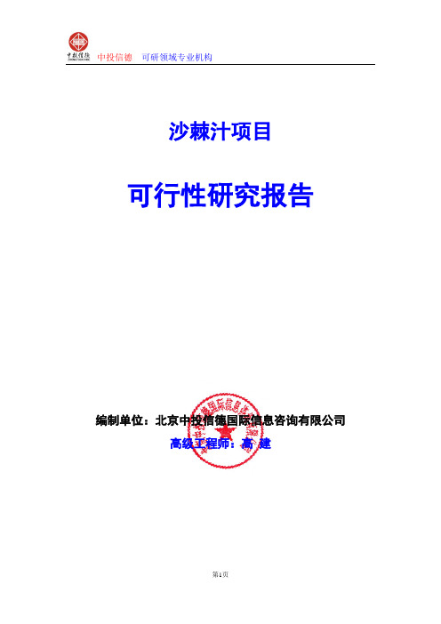 沙棘汁项目可行性研究报告编制格式说明(模板型word)